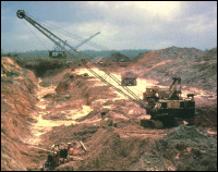 The mining of bauxite