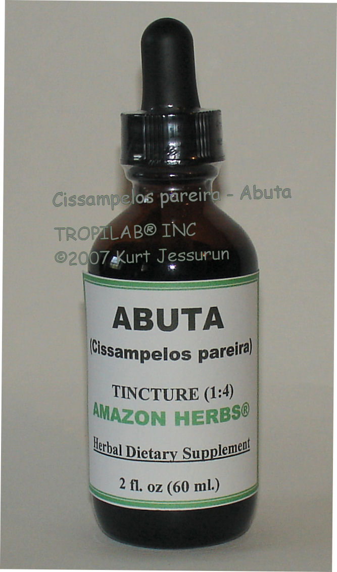 Cissampelos pareira - Abuta tincture only for US$24.00 p/2 fl oz.; natural medicinal 
applications against reproductive tract conditions, STD's such as Syphilis, Gonorrhea Chlamydia Vaginal discharge