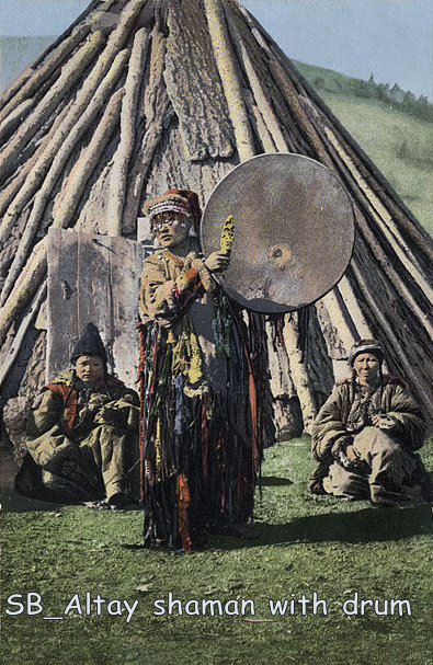 Altay shaman with drum